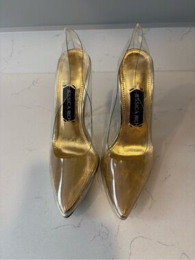 Jessica Rich Clear Pointed-Toe Pumps in Gold